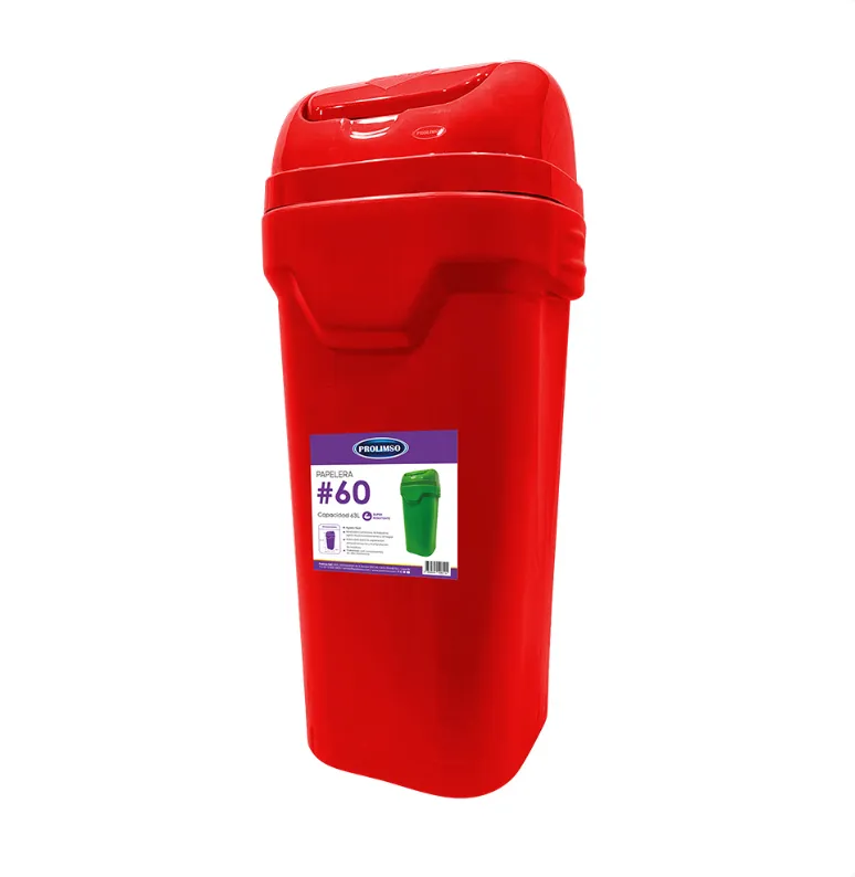 PTV60L PAPELERA TAPA VAIVEN 60LT ROJO.webp