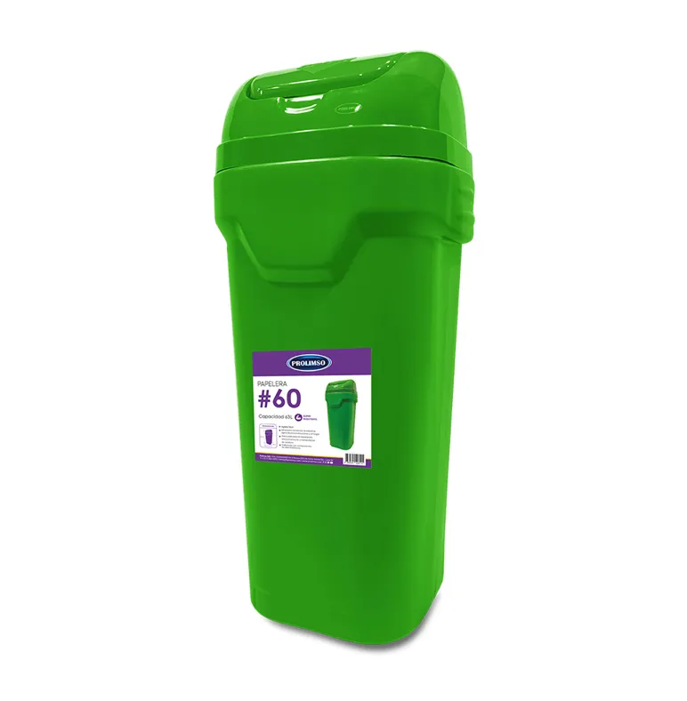 PTV60L PAPELERA TAPA VAIVEN 60LT VERDE.webp