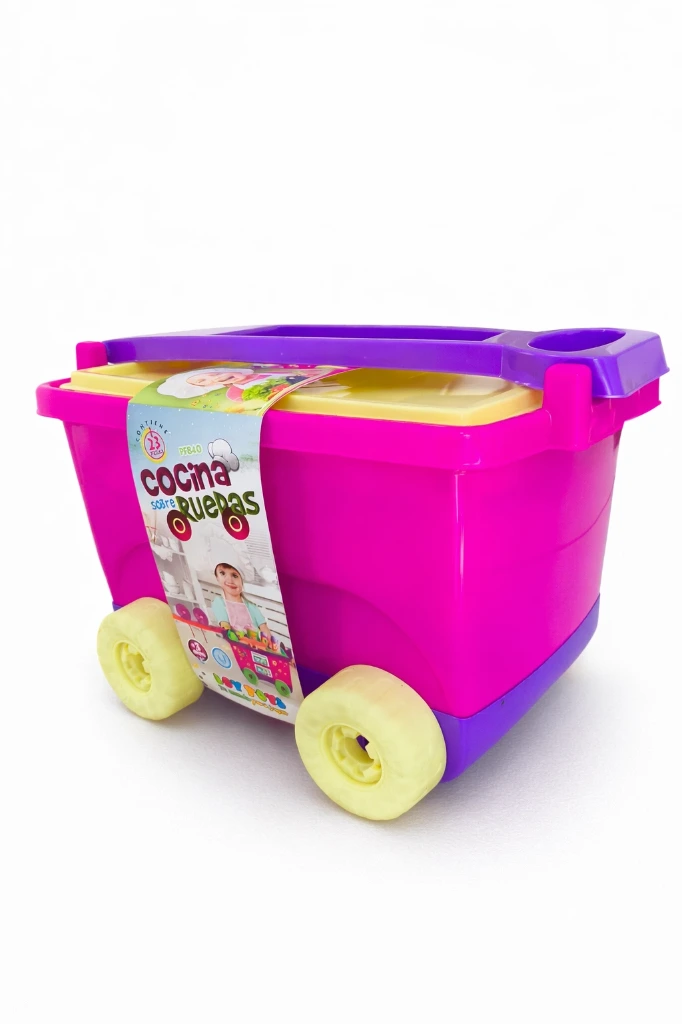 COCINA SOBRE RUEDAS BOY TOYS, 23 PIEZAS, CARRITO