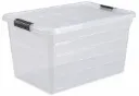 CAJA AERO 57 LTS, SEMITRANSPARENTE, HOME PRO, AGARRADORES CON COLORES SURTIDOS, NO SE PUEDE ELEGIR COLORES.