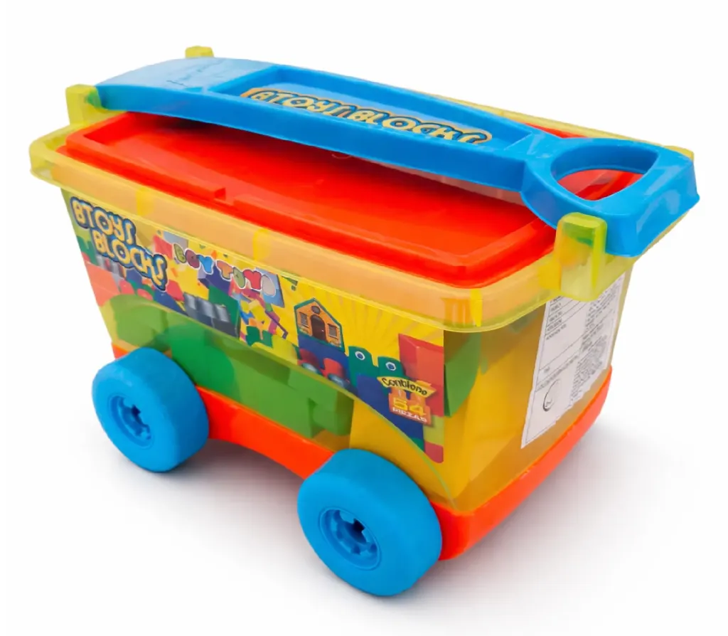 [PF890-1] VAGON BTOYS, BLOCKS NIÑO, 54 PIEZAS, CON RUEDAS.
