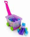 VAGON BTOYS, BLOCKS NIÑA, 54 PIEZAS, CON RUEDAS.